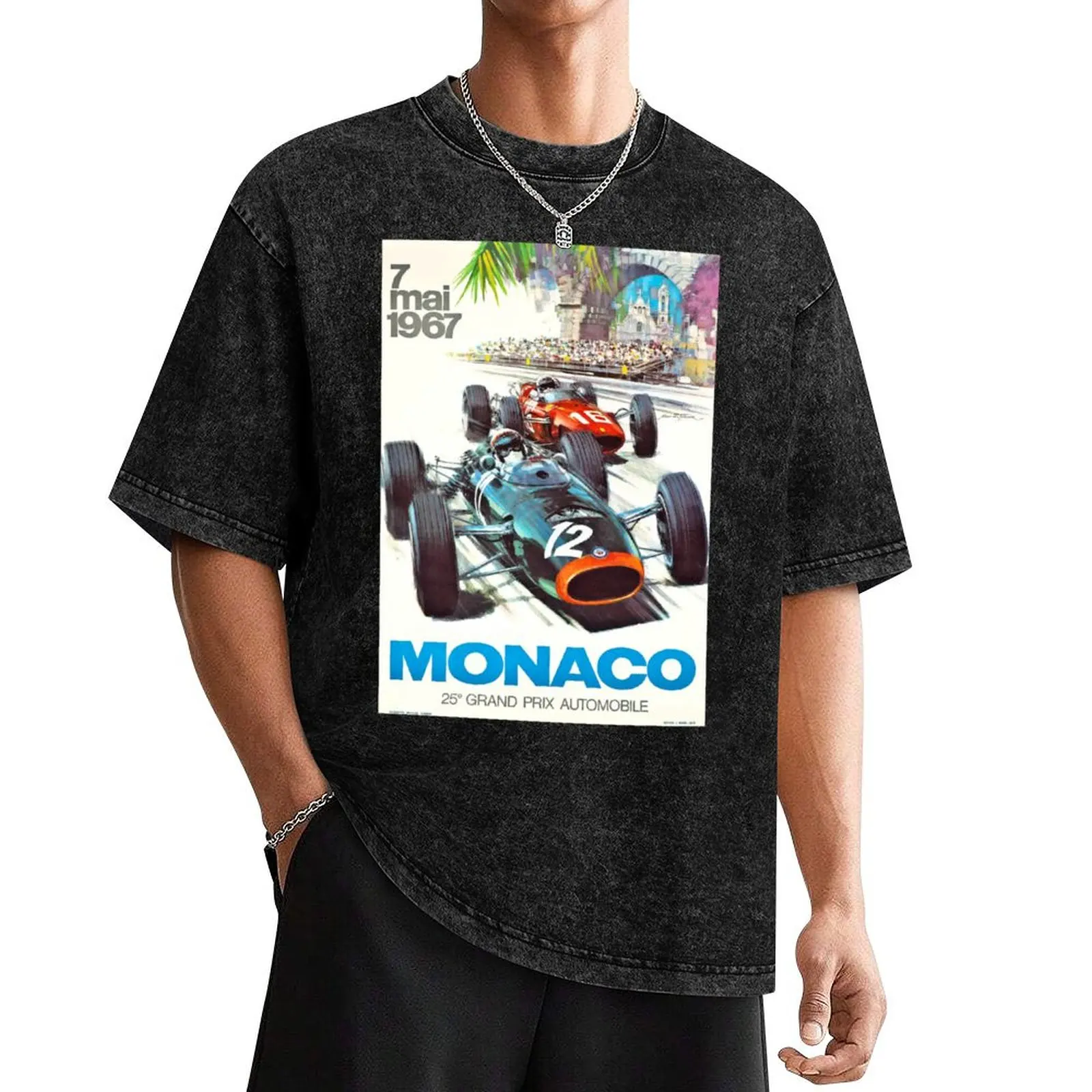 

1967 Monaco Grand Prix Racing Poster T-Shirt blacks anime shirt men clothes