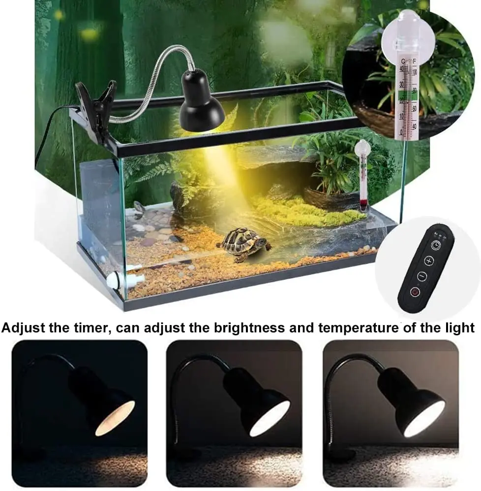 Turtle Reptile Heat Lamp with Timer 25/50W UVA UVB Light Bulb for Lizard Snake Amphibians Small Animals