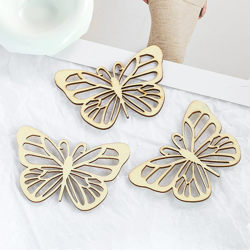 5PCS Wooden Hollow Butterfly Pendant Wall Decor Wind Chimes Accessories Garden Decoration Outdoor DIY Home Handicrafts