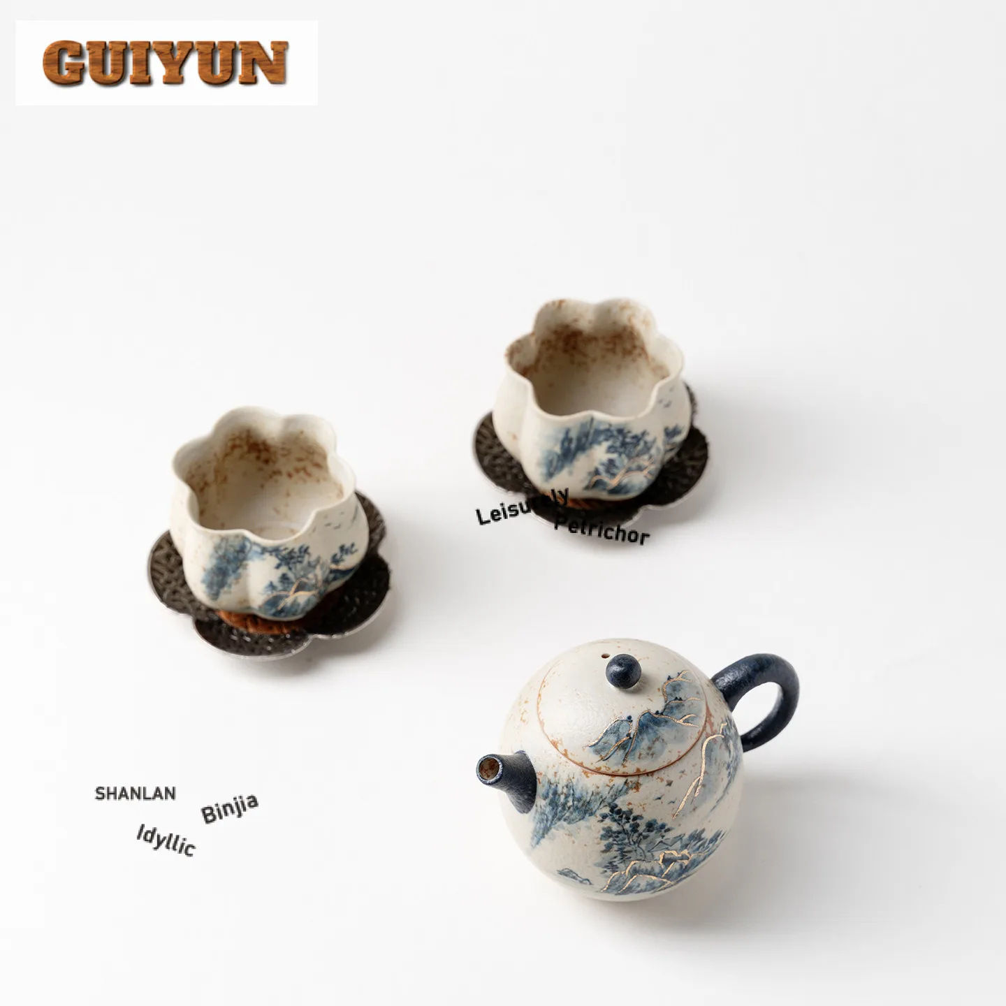 رسمت باليد المشهد طقم شاي مجموعة كاملة حفل الشاي الجمالية مجموعة الشاي تخمير إبريق الشاي وكوب شاي مجموعة المقاهي الديكور #3