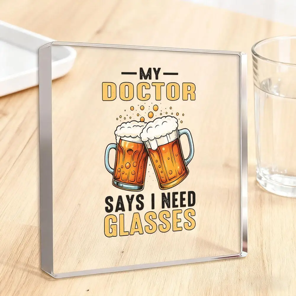 2D Funny Beer Doctor Men Gift Desk Decor, Beer Bottle with Stethoscope Theme Figurine, Male Nurse Office Table Ornament for Man