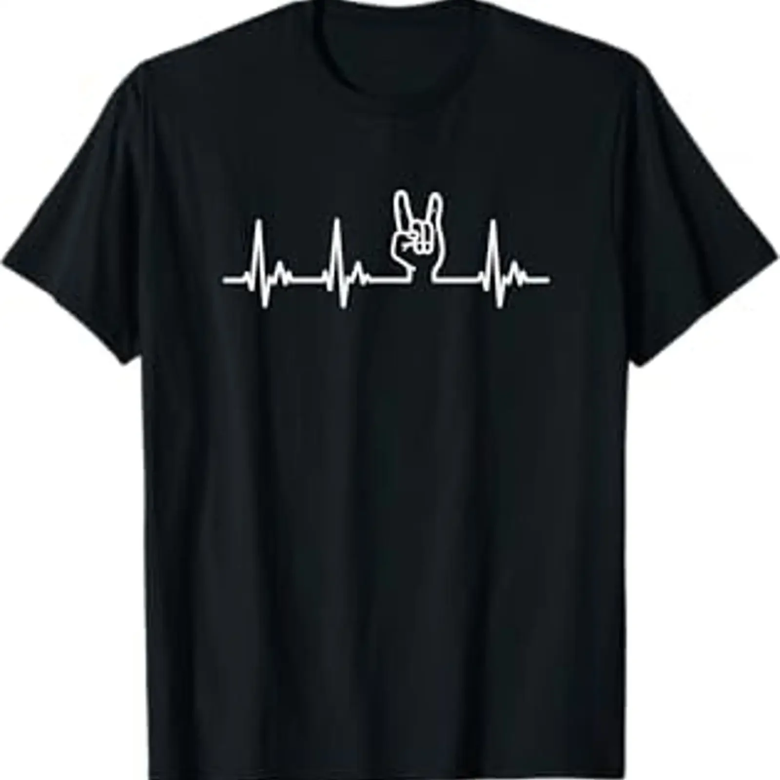 Devil Horns Heavy Metal Heartbeat T Shirt vintage Washed Unisex designer clothes Casual fashion graphic Top For Everyday Wear