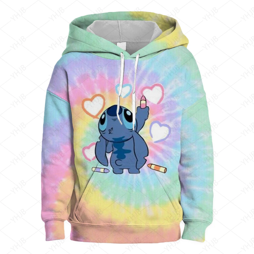 Disney Stitch creative printed children's clothing boys and girls street casual sweatshirts outdoor sports 3-14 years old hoodie