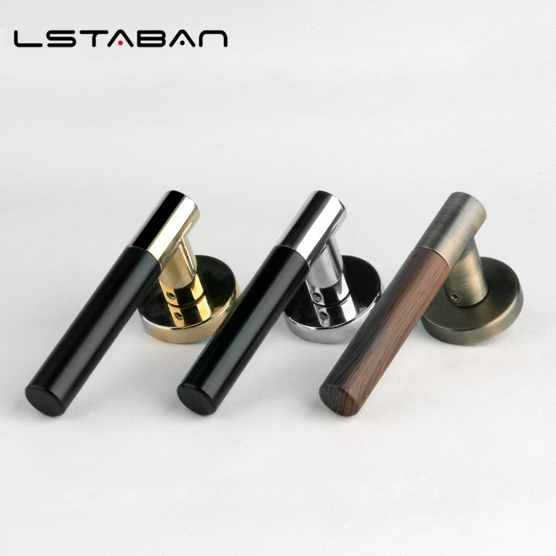 Zinc Alloy Golden Wood Grain Door Lock Living Room Bathroom Door Handle Lock Anti-theft Lock Cylinder Furniture Hardware