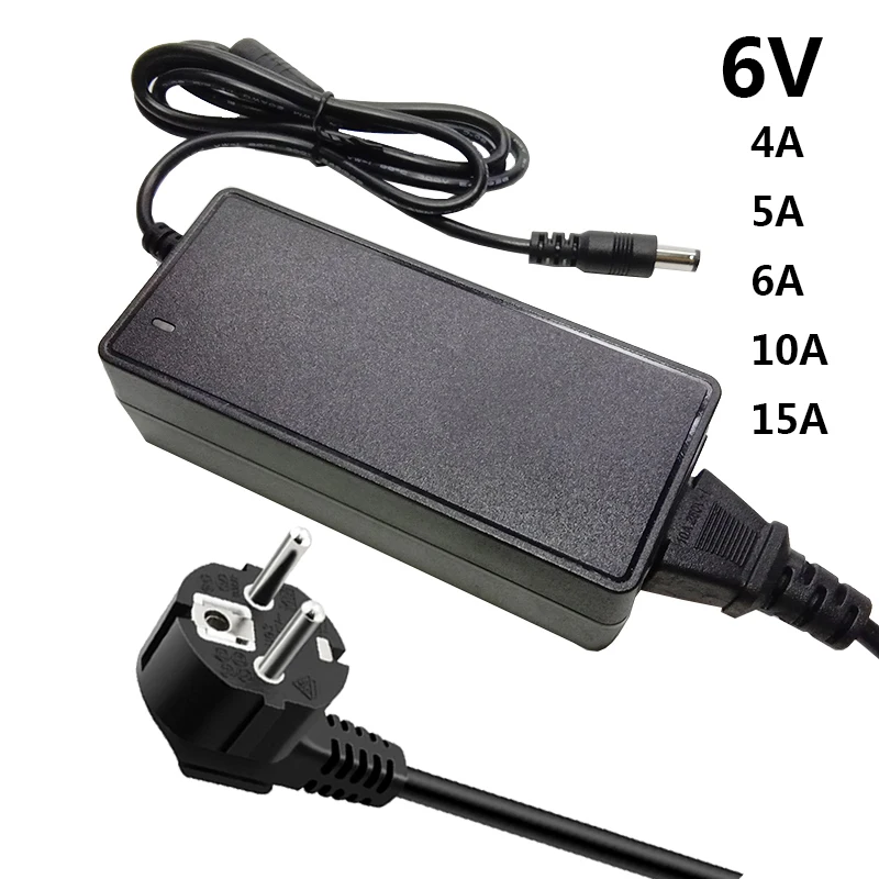 

6V 4A 5A 6A 10A 15A Universal Power Adapter 6V4A 6V5A 6V6A 6V10A 6V15A AC DC Adaptor 6 Volt Switching Converter 5.5*2.1-2.5mm