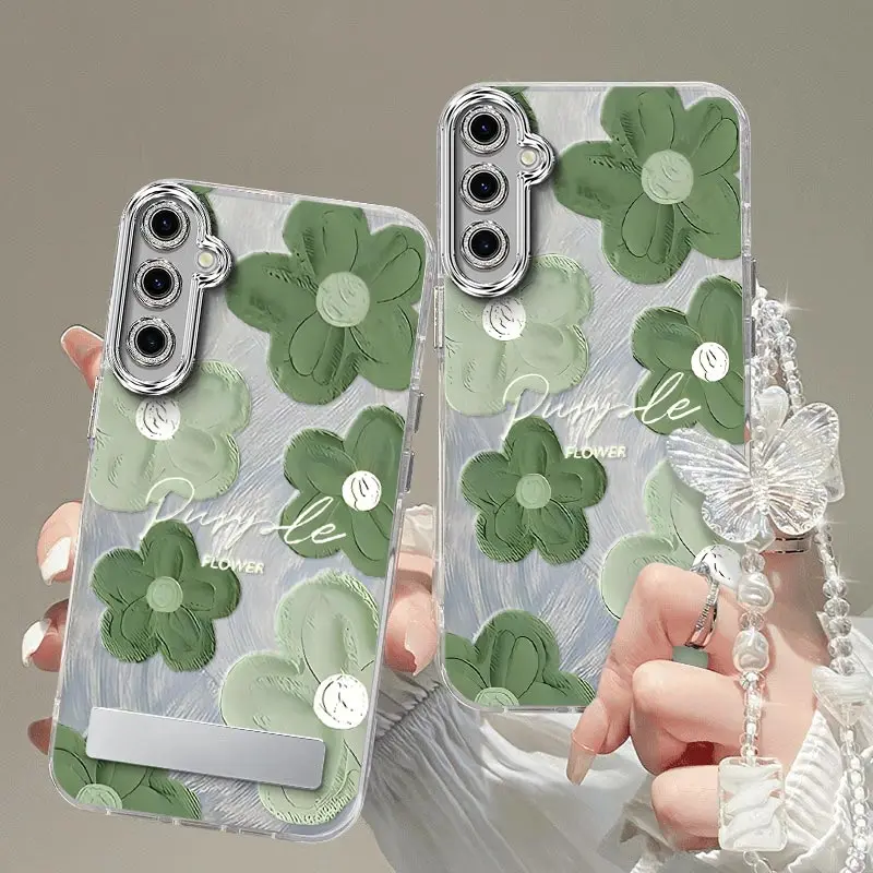 

S24FE Fresh petals Bracelet Holder Phone Case For Samsung S24FE S23FE S25 S25Plus M15 M34 M54 M53 M23 M14 M35 M02 M55 Cover