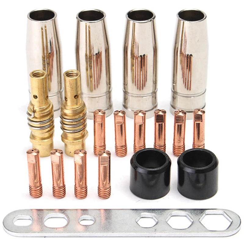 19Pcs MB15AK Welding Torch Nozzle Part Kit Conical Nozzle Sleeve Rod Tool Set For 15AK MIG  Welder Accessories 1.2Mm