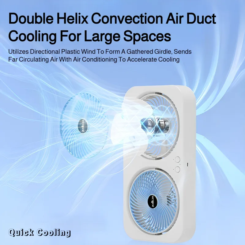 Home mini electric fan dormitory rechargeable desktop air circulation fan double head electric fan