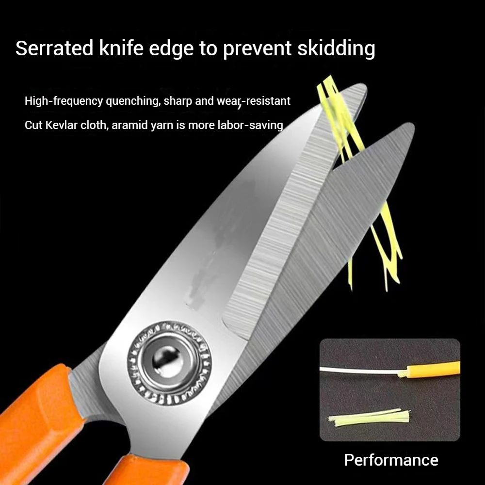 مقص برتقالي ميلر كيفلر لسلك التصحيح كيفلار/خيوط أراميد، سلك كهربائي، غمد من الرصاص، مقصات كهربائي