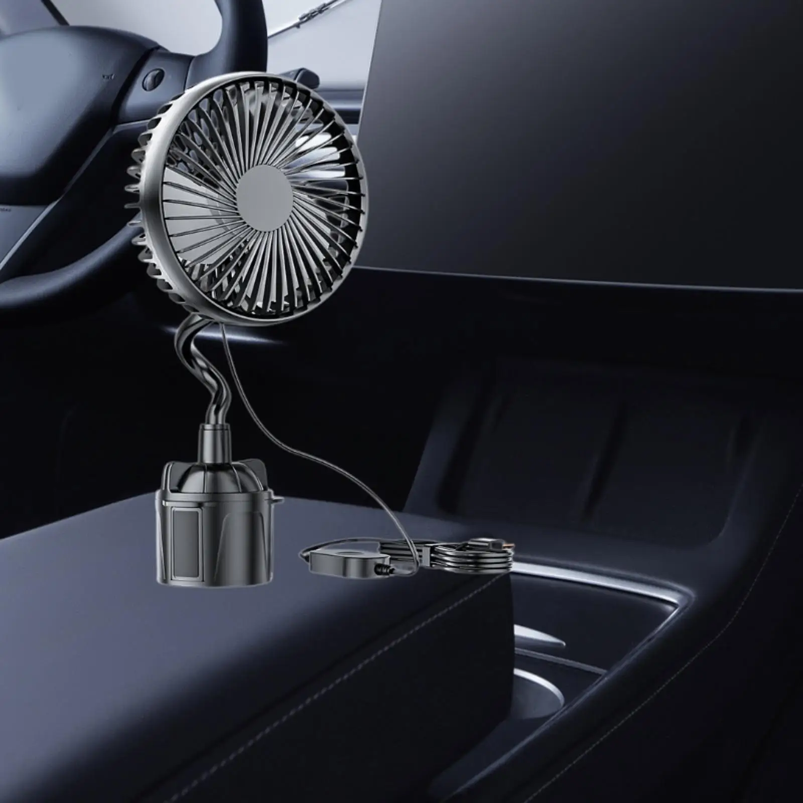 Rear Cup Holder Fan USB Car Electric Fan with Flexible Gooseneck Desktop Vehicle Fan Truck Car Fan for Home Outdoor