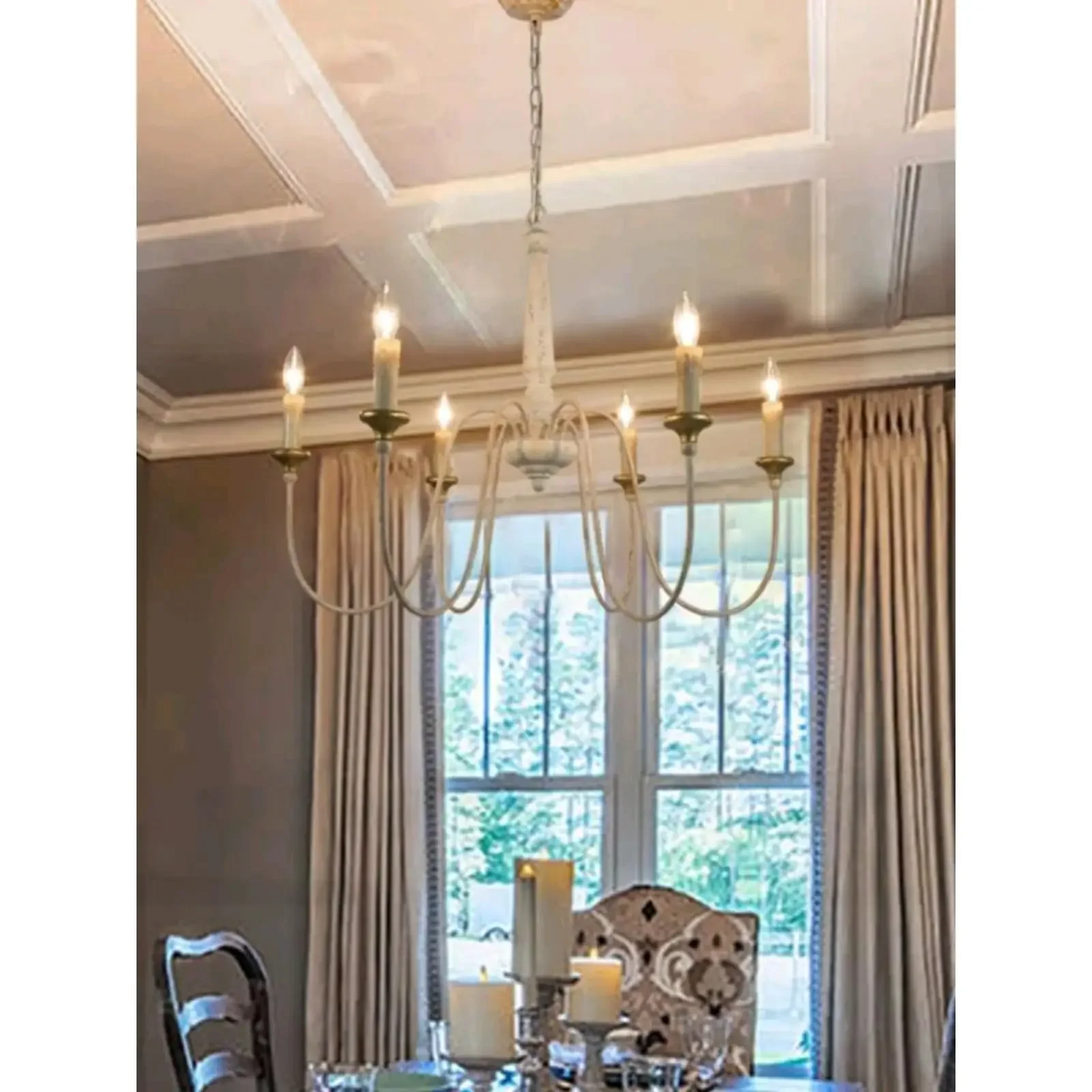 American rural solid wood stairwell chandelier