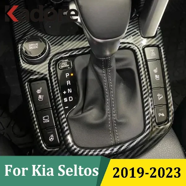 

Для Kia Seltos 2019 2020 2021 2022 2023 (LHD) крышка панели переключения передач из углеродного волокна, декоративная отделка автомобиля, аксессуары для стайлинга автомобиля
