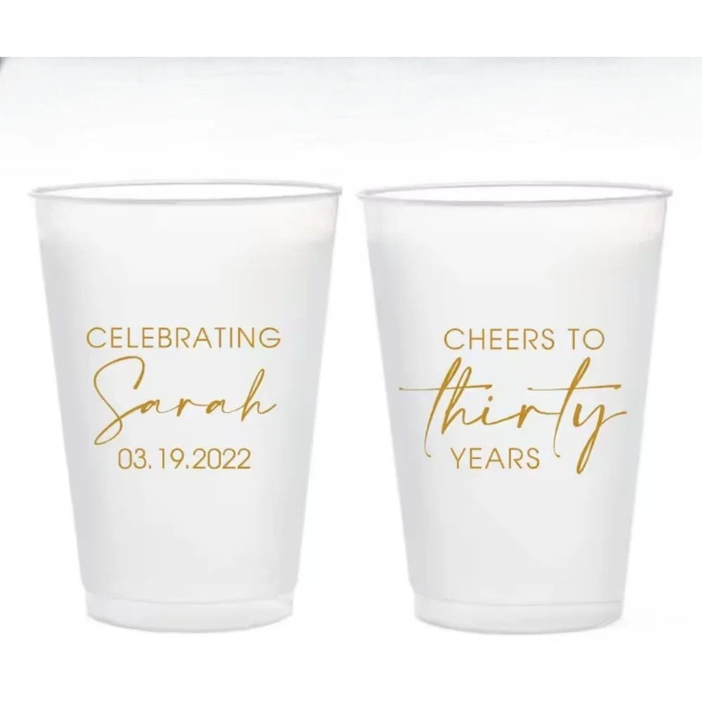 

12oz Personalized Wedding Cups, Engagement Printed Beverage Cup Anniversary Party Custom Birthday Plastic Cups, Frosted Cups