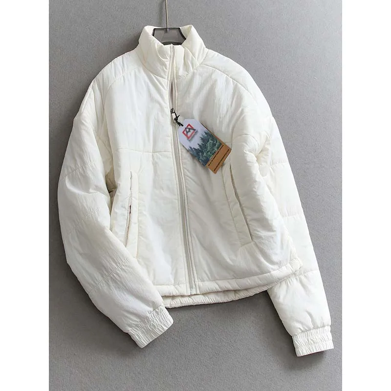 Women Winter Cotton Padded Jacket Stand Collar Lined Warm Outerwear Casual Thick Women Solid Coat Daily Streetwear Coat