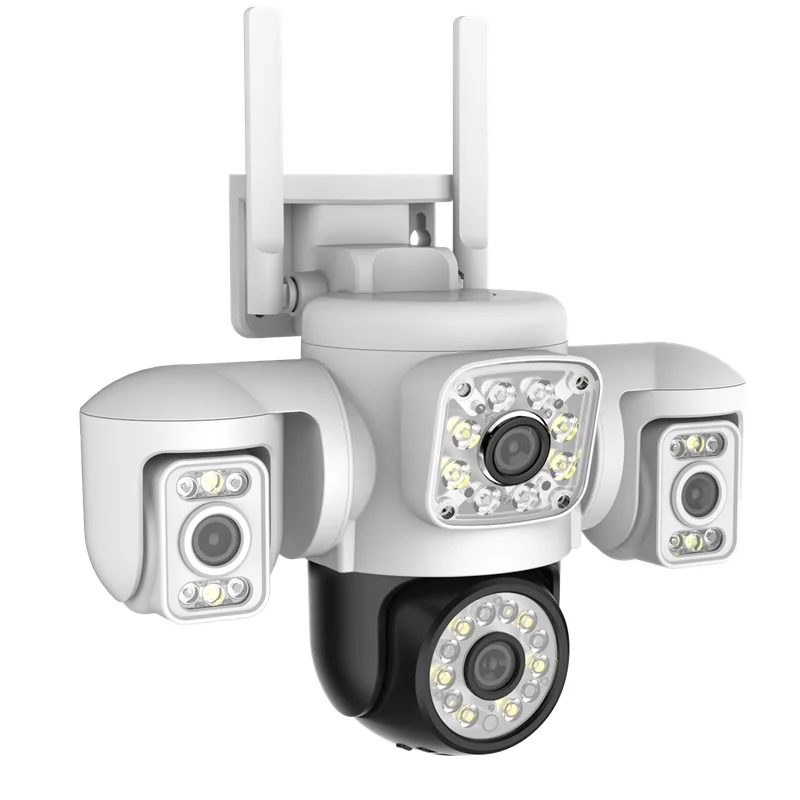 Caméra WiFi PTZ 15MP Quatre objectifs Trois écrans 360° °   Caméras de surveillance sans fil extérie