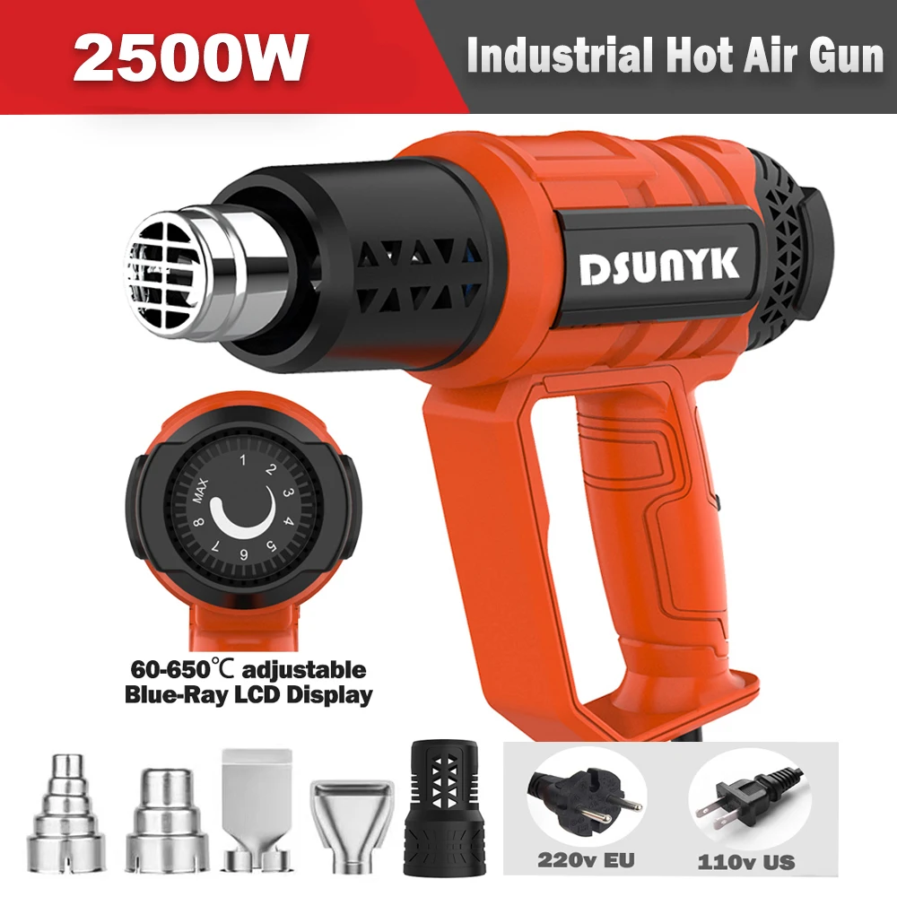 2500 W 110 V/220 V EU/US Industriële Zware Heteluchtpistool Voor Krimpfolie Verstelbare temperatuur Digitale Display Warmtepistool - afbeelding 1