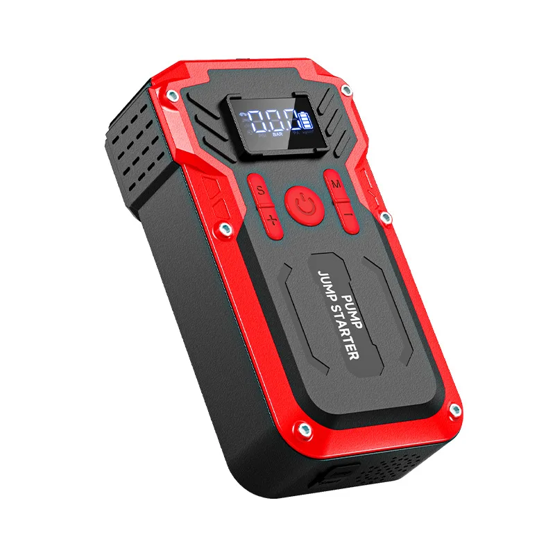 Foreign Trade 12V Lithium Ion Car Battery Jump Starter Air Compressor Tire Inflation Pump Dual-Use Emergency Power Red/Black