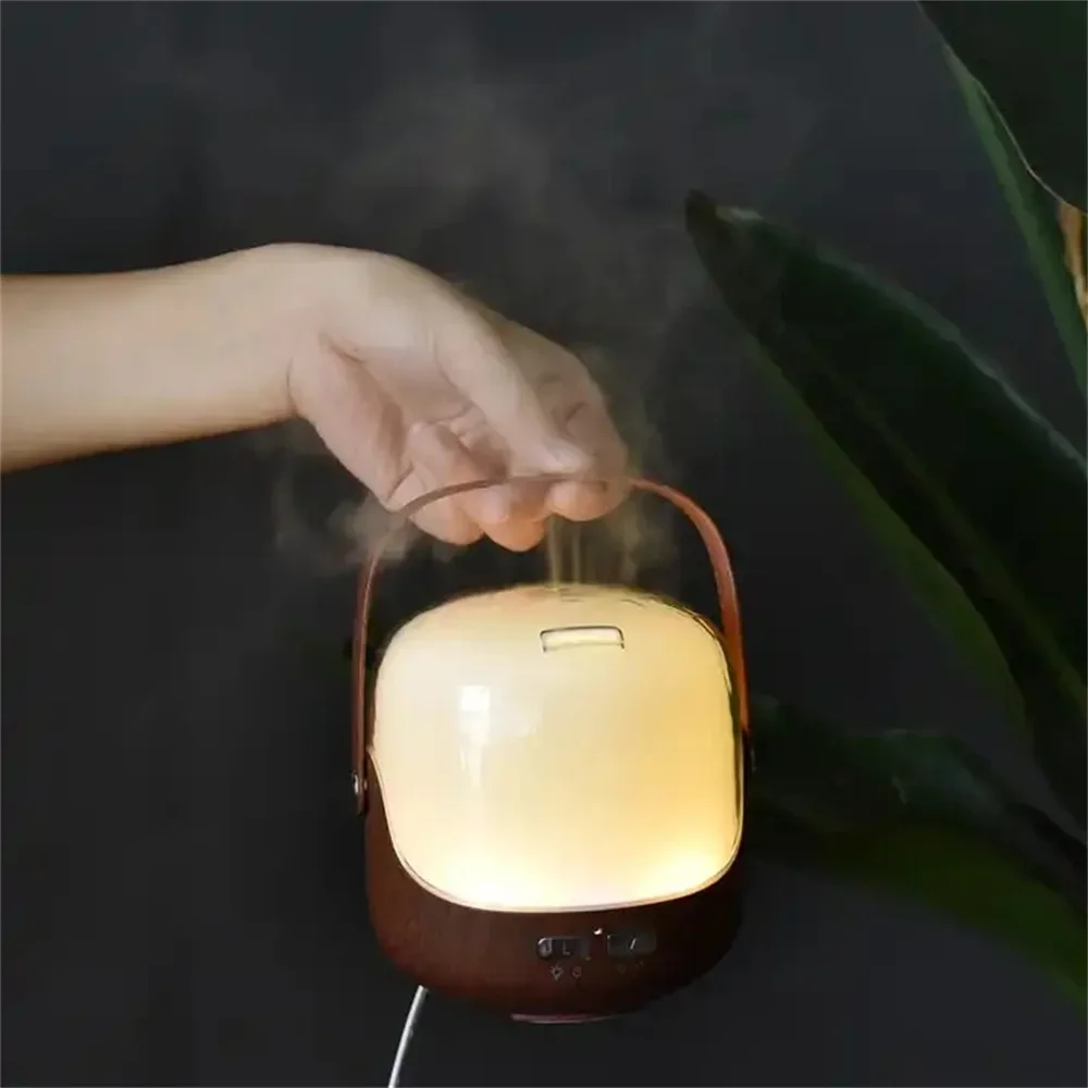 Mini Air Humidifier Aromatic Essential Oil Diffuser Wood Grain Fresh Air 250ml for Baby Home Office Bedroom 7 LED Color Lights