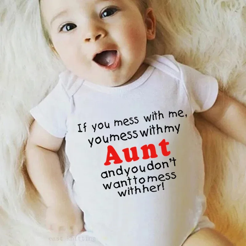 You Don't Want to Mess My Aunt Print Infant Rompers Fashion Baby Bodysuit Boys Girls Clothes Newborn Cute Toddler Jumpsuit