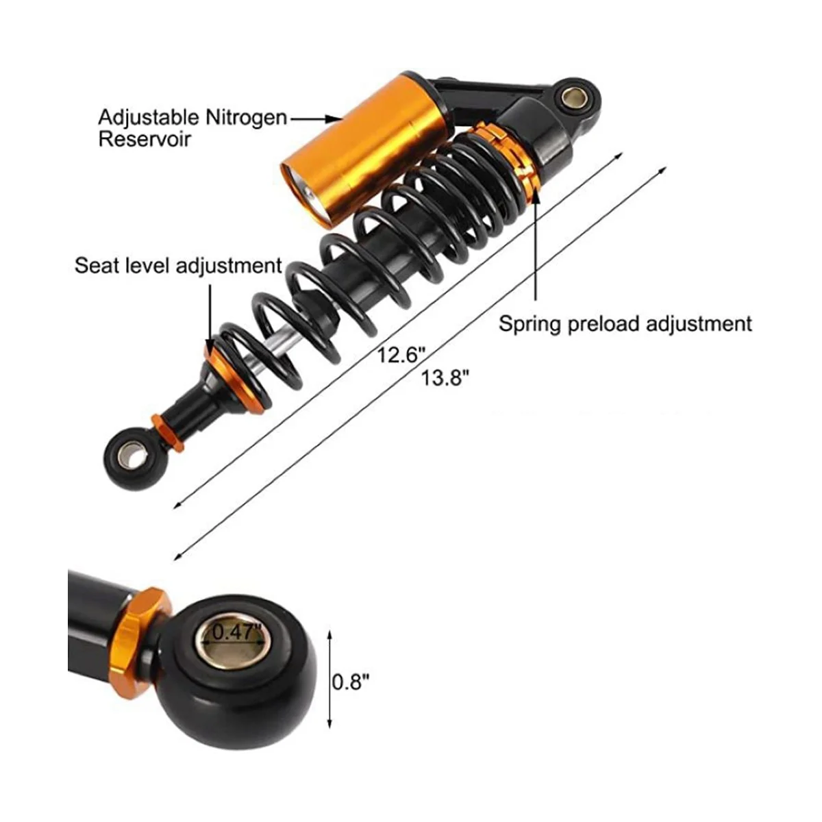 For Kawasaki Suzuki Honda Yamaha Modified Parts Motorcycle Universal 320mm 12.5In Rear Suspension Air Shock Absorber A