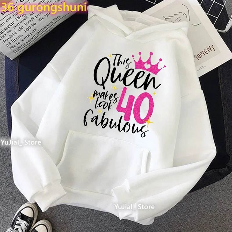 

Golden 40th Fabulous High Shoe Graphic Print Cap Hoodies Women Fashion Birthday Gift Sweatshirt Femme Winter Clothes Tracksuit