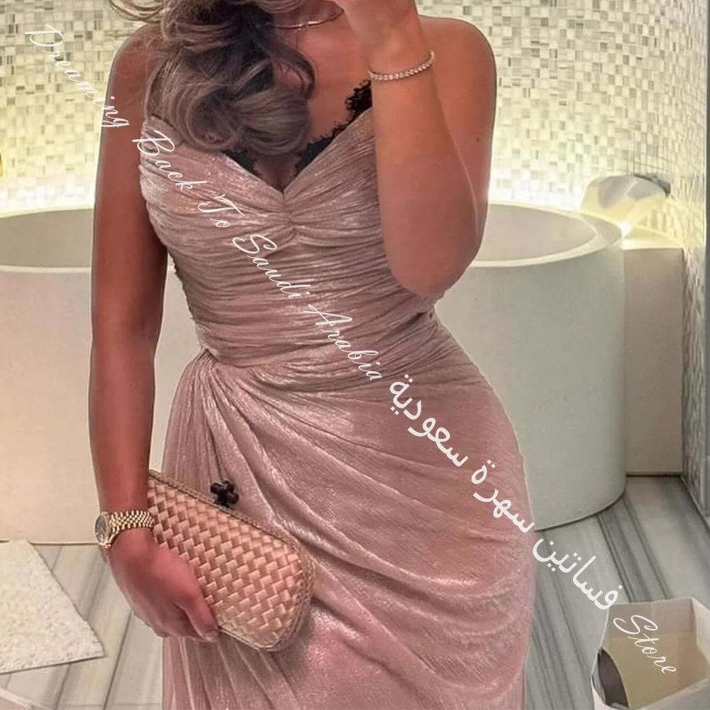 Customized Elegant Graceful Strapless Chiffon Lace Up Back Sleeveless Straight Evening Dresses Pleats Ribbons Photo Color Floor 