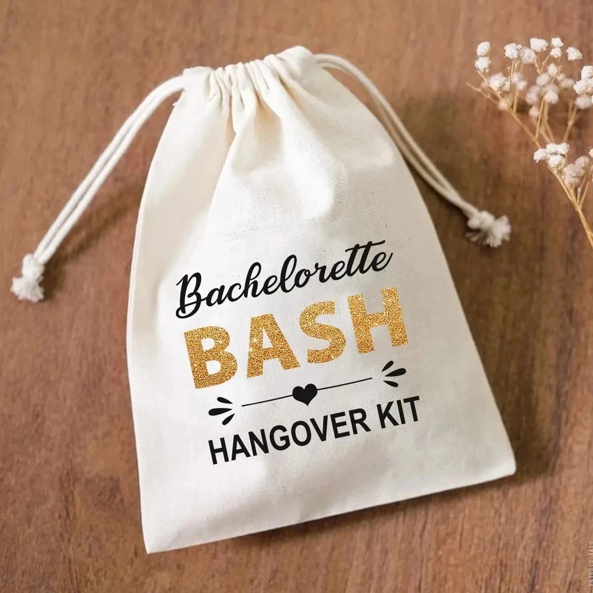 20pcs Cotton Muslin Drawstring kit Bags - Bachelorette Bash Hangover Kit, Bachelorette Hangover Survival Recovery Kit Engagement