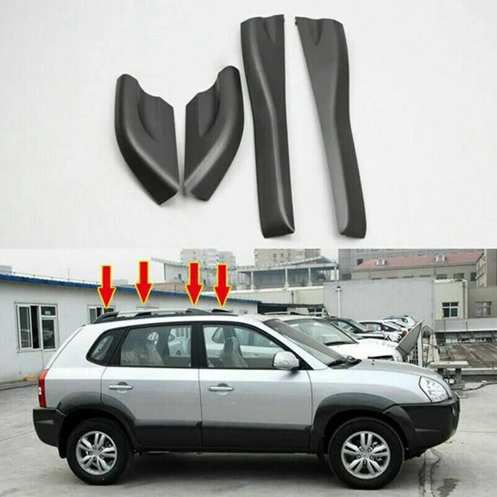 Car Black Roof Rack Rail End Protective Covers Shell Cap For Hyundai Tucson 2004-2008 For Front/Rear/Left/Right/Roof Parts