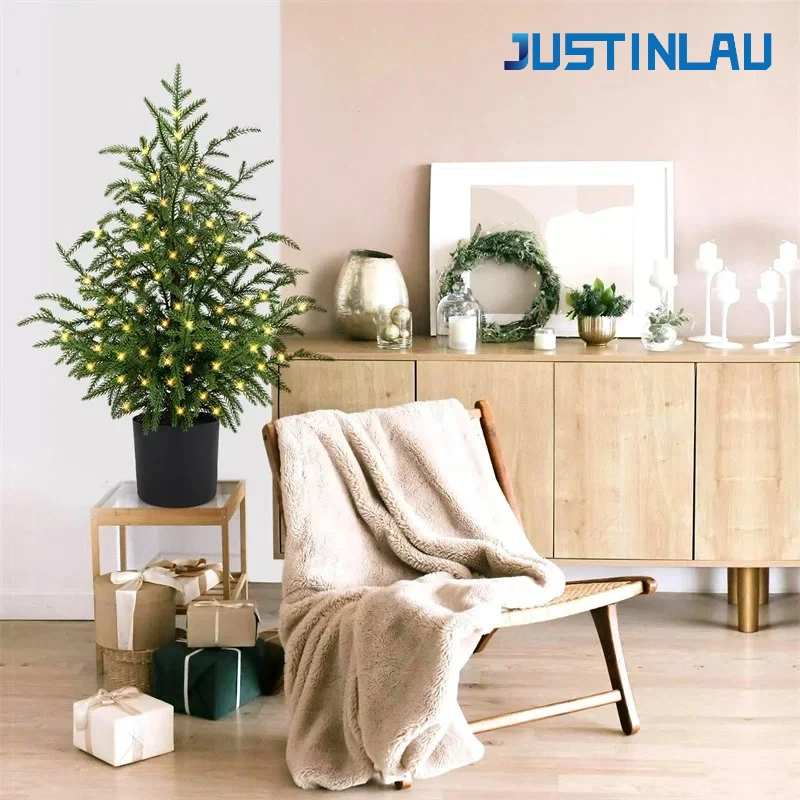 JUSTINLAU 2FT الاصطناعي نورفولك الصنوبر السرو يترك أصائص الأشجار منضدية شجرة صناعية عطلة زينة عيد الميلاد للمنزل أو المكتب #1