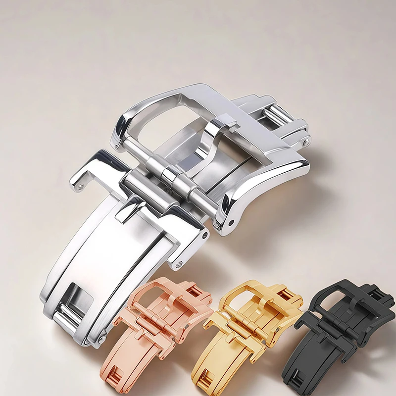 

For Delug 16mm 18mm 20mm Spring Steel Deployant Clasp Perfect Fit For Rolex Cartier Leather Rubber Nylon Watch Band Metal Clasp