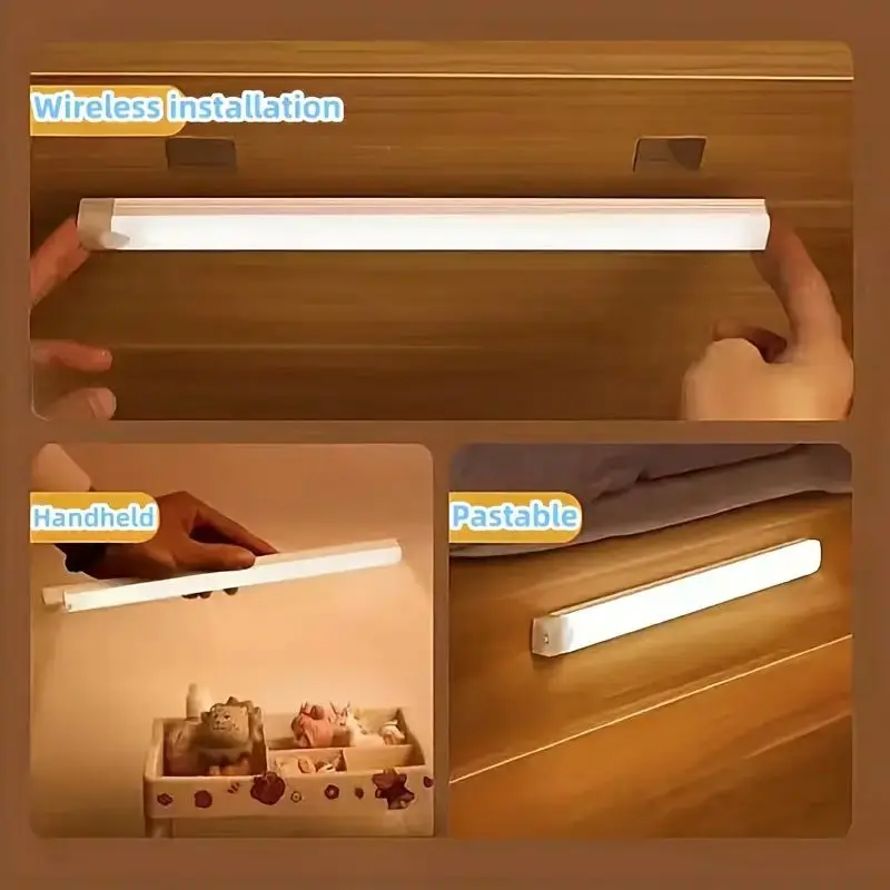 Human Body Sensing LED Light Strip Wireless Magnetic Wardrobe Light USB Charging for Wardrobes Cabinets Stairs Corridors
