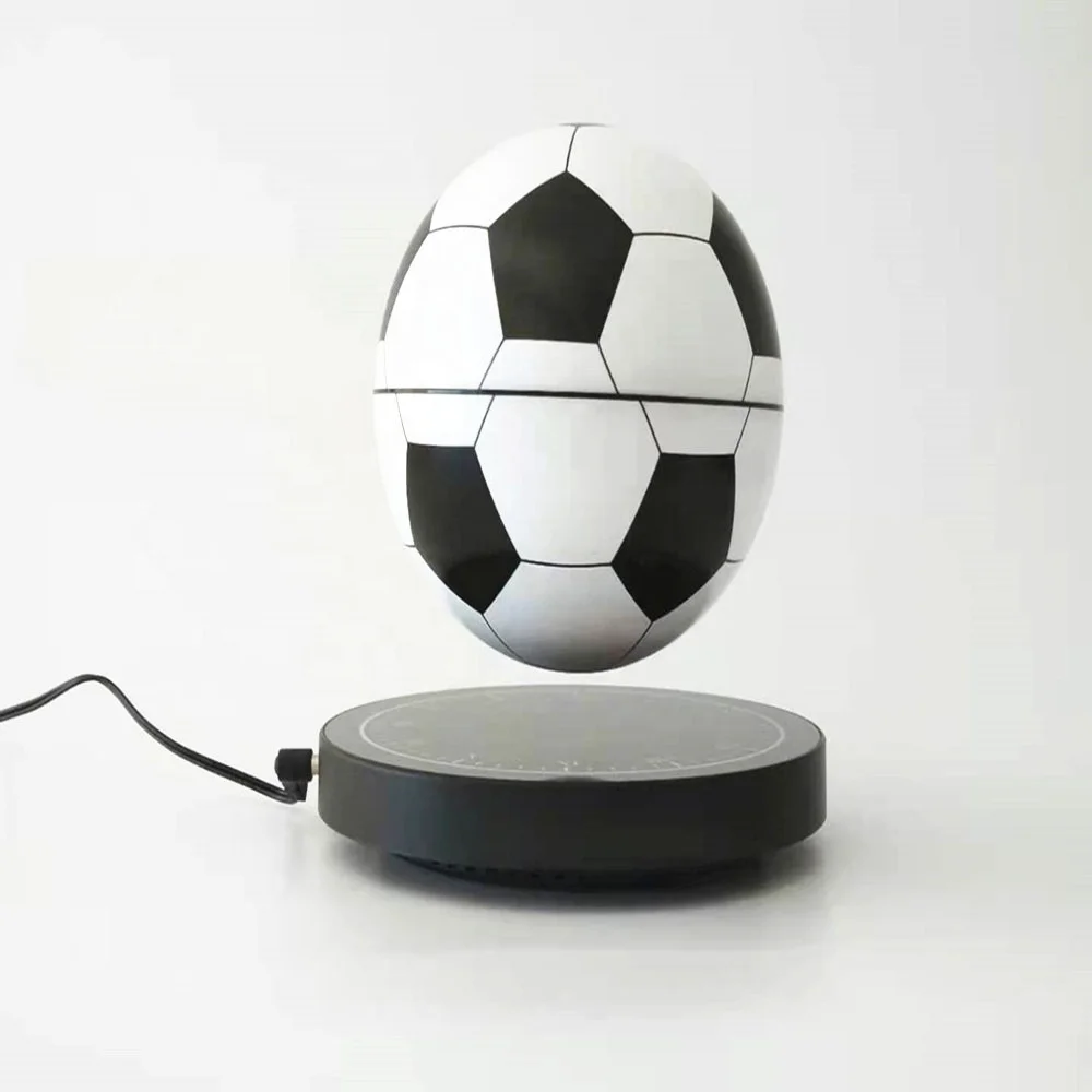 Magnetic Levitation Football-shaped Globe Chic Black Clock Holder Perfect Gift for Soccer Fans&Souvenir