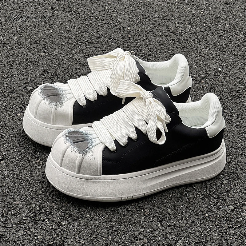 Sneakers Casual Mens Designer Shell Toe Board Shoes Fashion Microfiber Leather Fabric Breathable Height Increased Platform Shoes