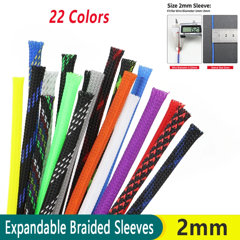 

1-50Meter 2mm PET Expandable Braided Cable Sleeve High Density Wire Protecting Insulation Sheathing Cable Protective Sleeve