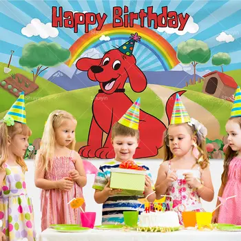 可愛卡通大紅狗克利福德主題背景幕布 兒童生日派對裝飾橫幅 嬰兒派對拍照道具 兒童禮物 12 最佳銷售 大紅狗克利福德 - №6