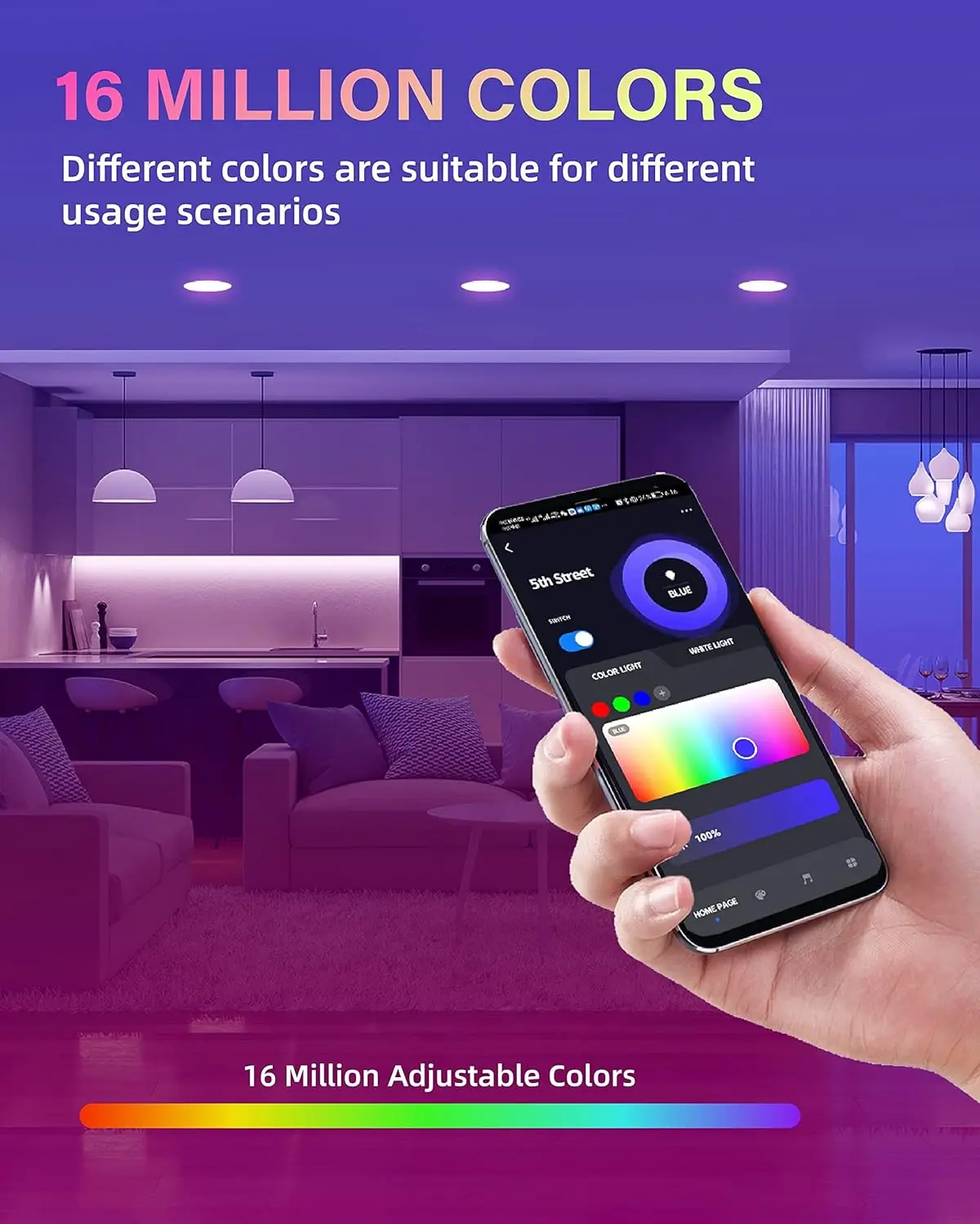 12 عبوة من الإضاءة الذكية المجوفة مقاس 6 بوصات، إضاءة LED رفيعة للغاية 12 وات 1200 لومن مع صندوق توصيل #5