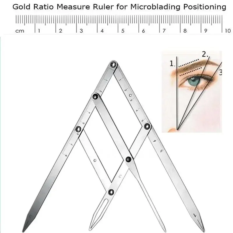 Règle de mesure des sourcils triangulaire en acier inoxydable, pochoir de maquillage Permanent, rapport d'or, outils d'étrier