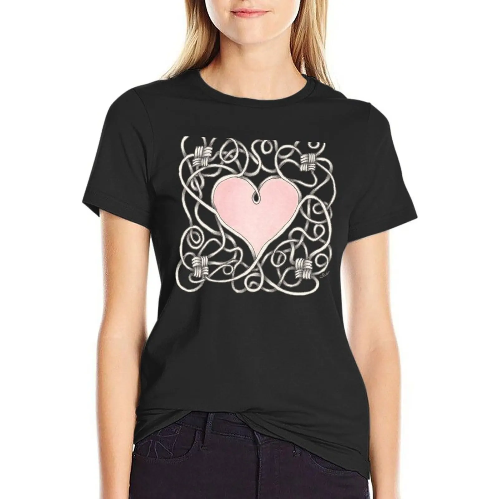 

Heart Tied Up in Knots T-shirt Short sleeve tee plus size tops funny funny t shirts for Women