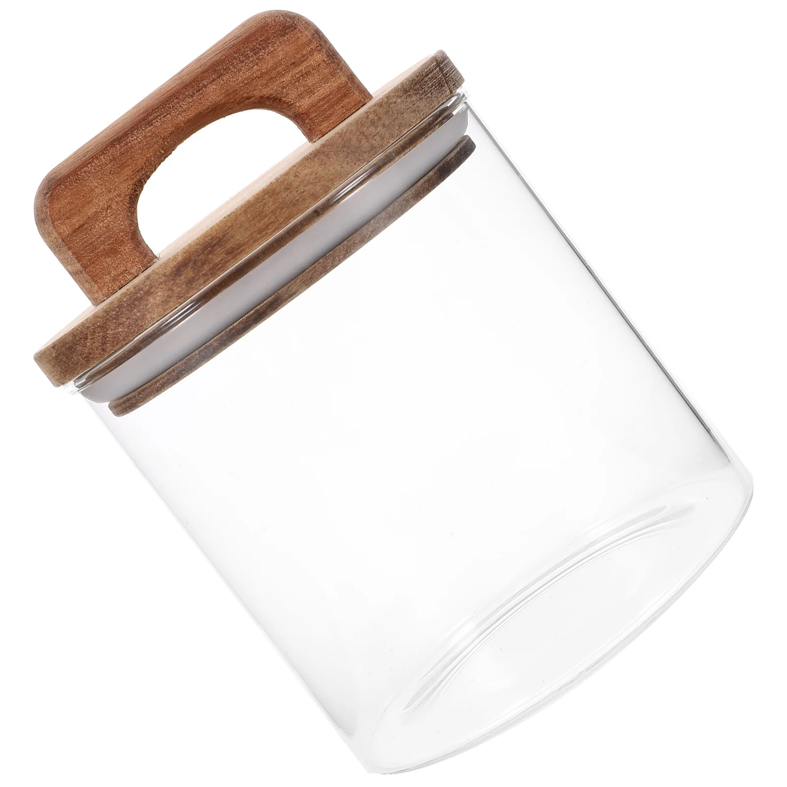 

Glass Canister with Solid Wood Handle Lid Airtight Large Capacity Kitchen Grain Sugar Container Glass Containers