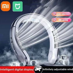 Xiaomi 8000mAh USB Hanging Neck Fan Portable Bladeless Mini Rechargeable Mute LED Digital Display Electric Fans Air Cooler New