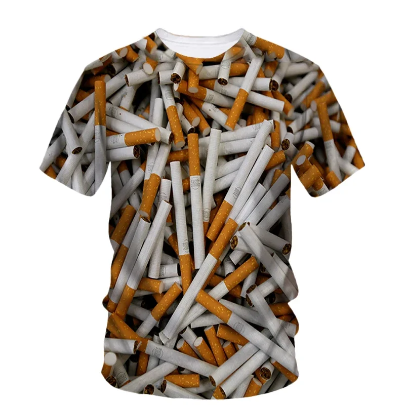 Men's 3D Tobacco Print Short-Sleeved T-Shirt, Hip-hop Style, Highly Personalized, of Excellent Quality, Fashionable and Trendy