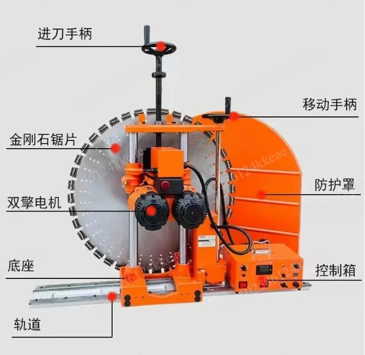 Professional 7800W Track Wall Saw, Electric Concrete Cutter for Door/Window Openings in Reinforced Walls & Slabs