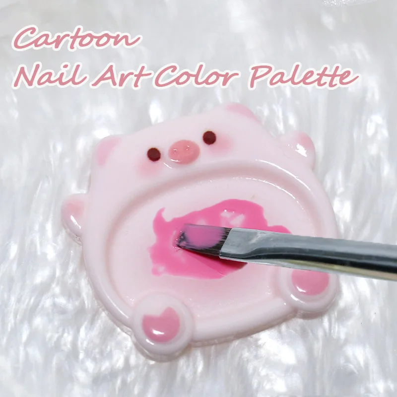 Palette de couleurs pour nail art motif cochon de dessin animé, pour mélange de couleurs, dessin, peinture sur ongles, gel polish, outils de manucure 2026