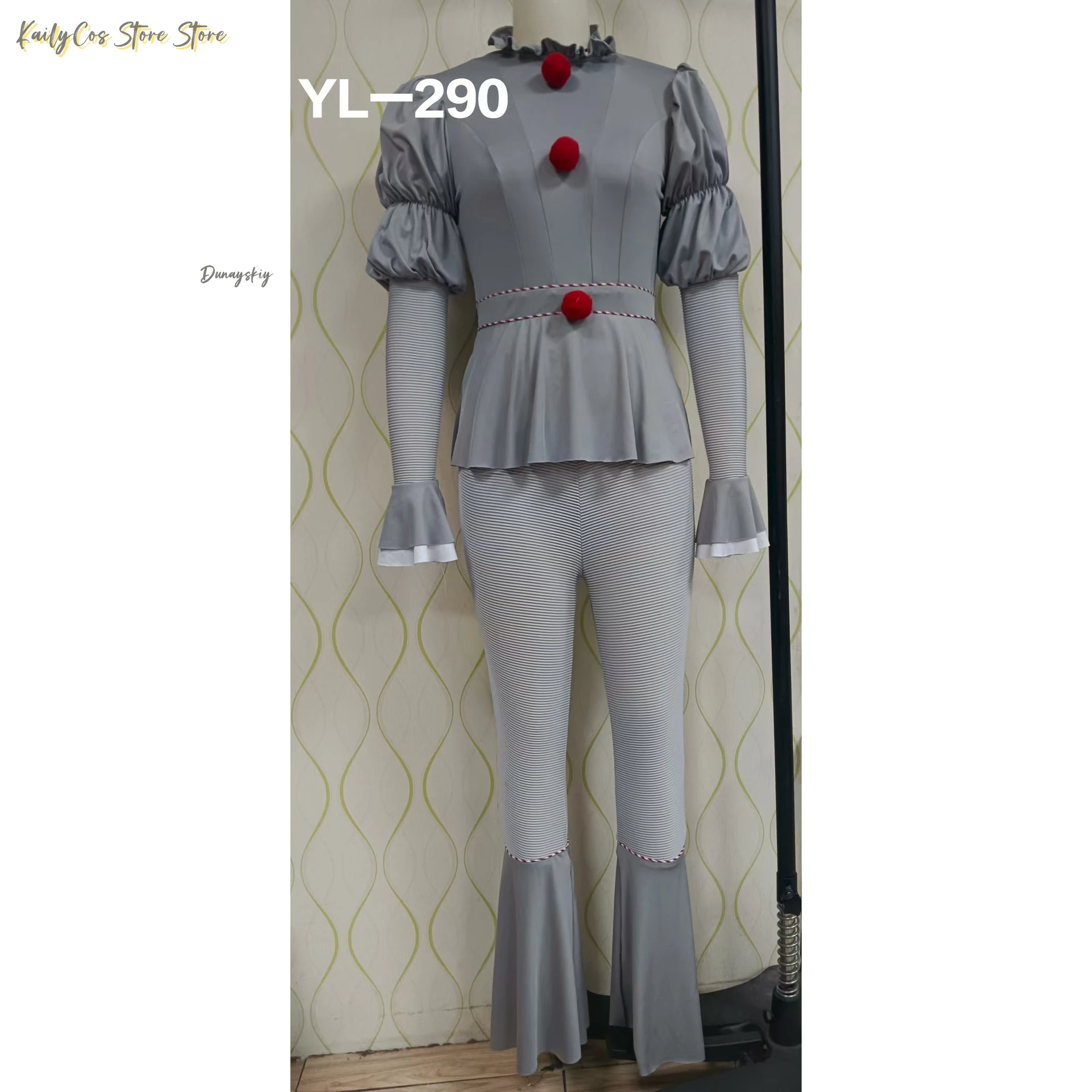 Pennywise تأثيري حلي هالوين فيلم مهرج شعر مستعار بانت Genderswap الرعب مخيف الرعب هالوين المرأة زي أنيمي S-xl #3