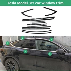Exterior Window Molding For Tesla Model Y 3 2017-2023 steel Chrome black Carbon Strip Sill side Cover Trim 10pcs Car Accessories
