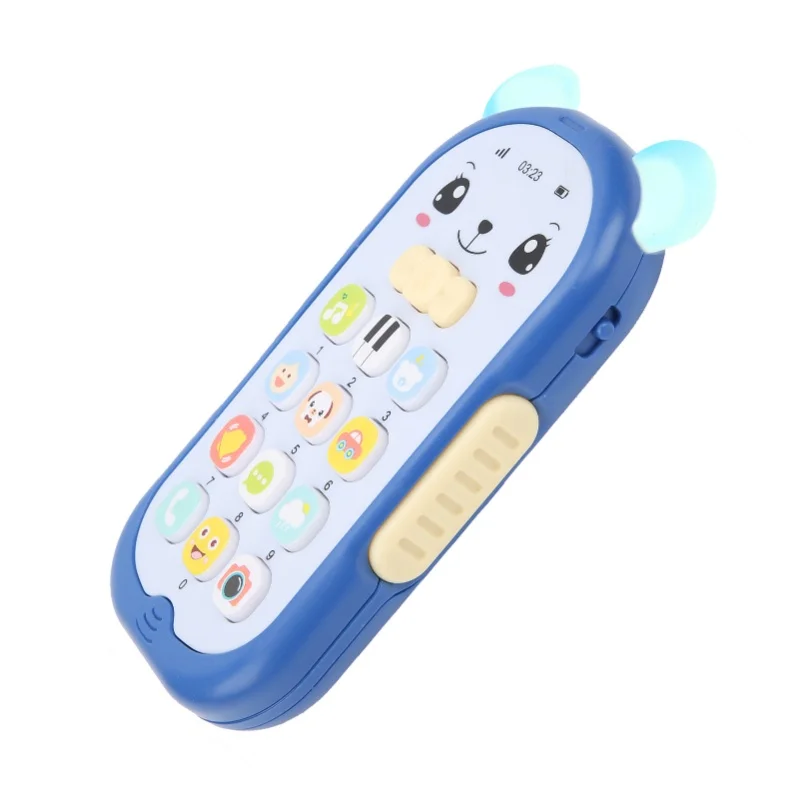 Babytelefoon Speelgoed Simulatie Telefoon Muziek Geluid Lichteffect Kinderen Mobiele telefoon Speelgoed Blauw