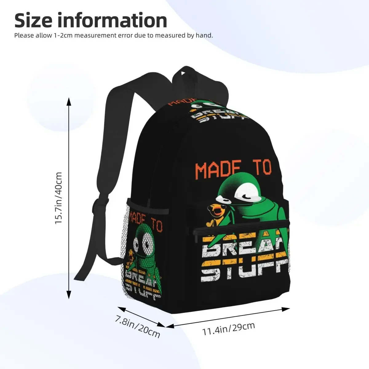 Made To Break Stuff Repo Robot Student Backpack School Bag Hiking Travel Daypack for Boys Girls Fashion Bookbag Shoulder Bags