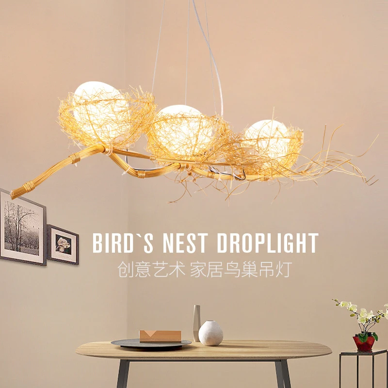 

Современная лампа для гостиной в стиле постмодерн, простая современная скандинавская люстра-птичье гнездо из алюминия, лампа для столовой, уникальная лампа в форме птичьего гнезда.