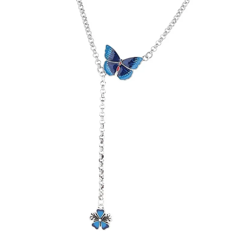 

Mood Necklaces Butterfly Pendant Temperature Control Color Change Stainless Steel Chain Jewellery Women