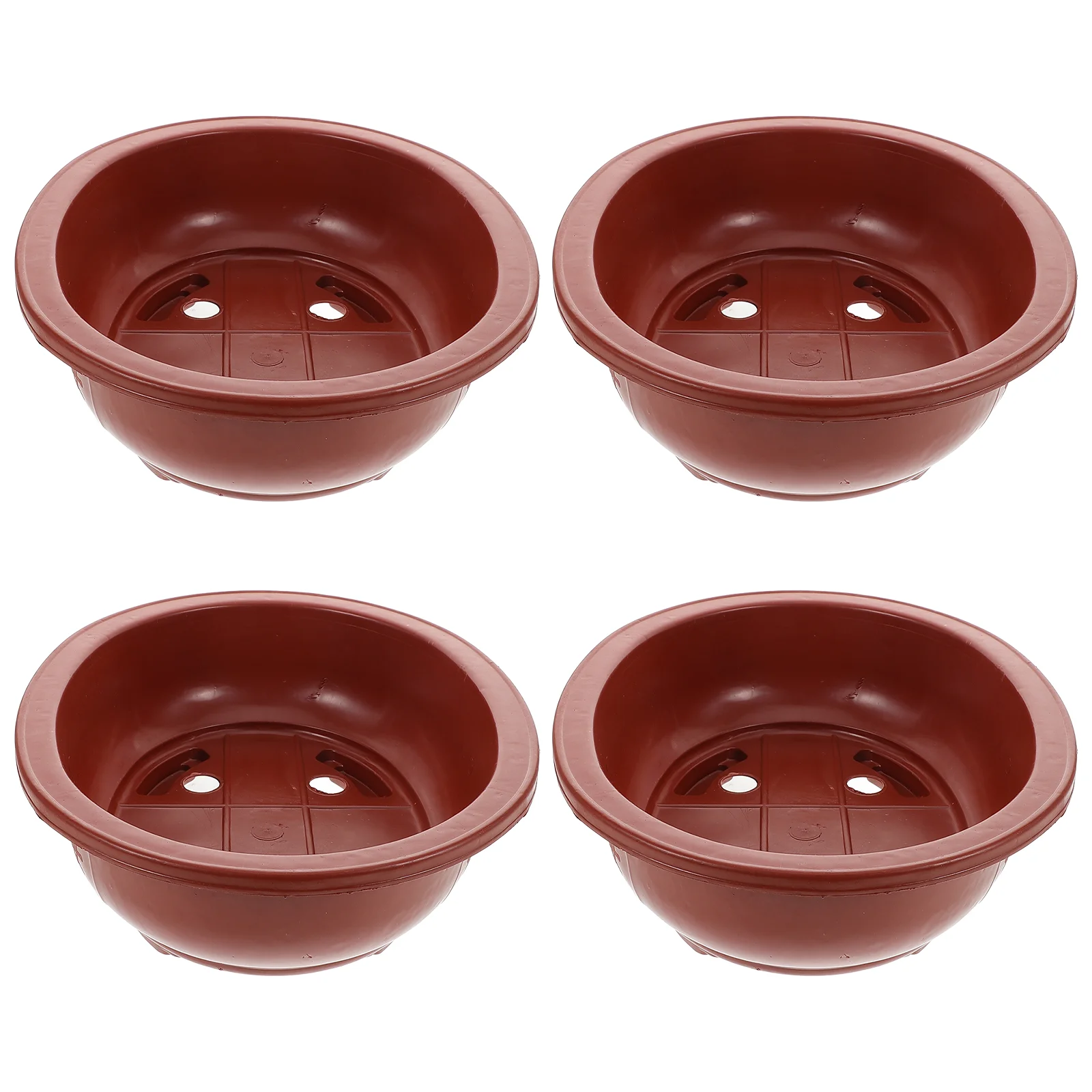 4 Pcs Bonsai Tree Plastic Flower Pot Planting Pots Flowers Planter Household Brown Succulent